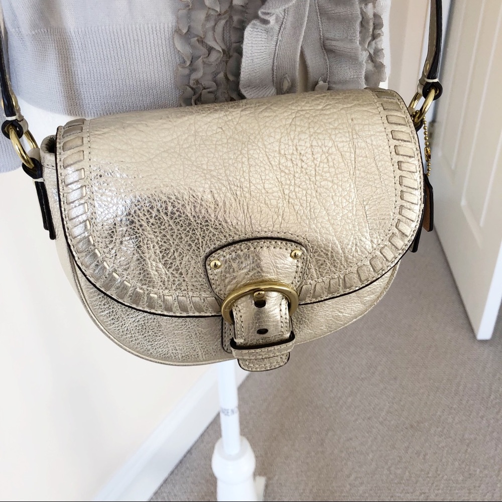 Coach Metallic Poppy whip stitch bag